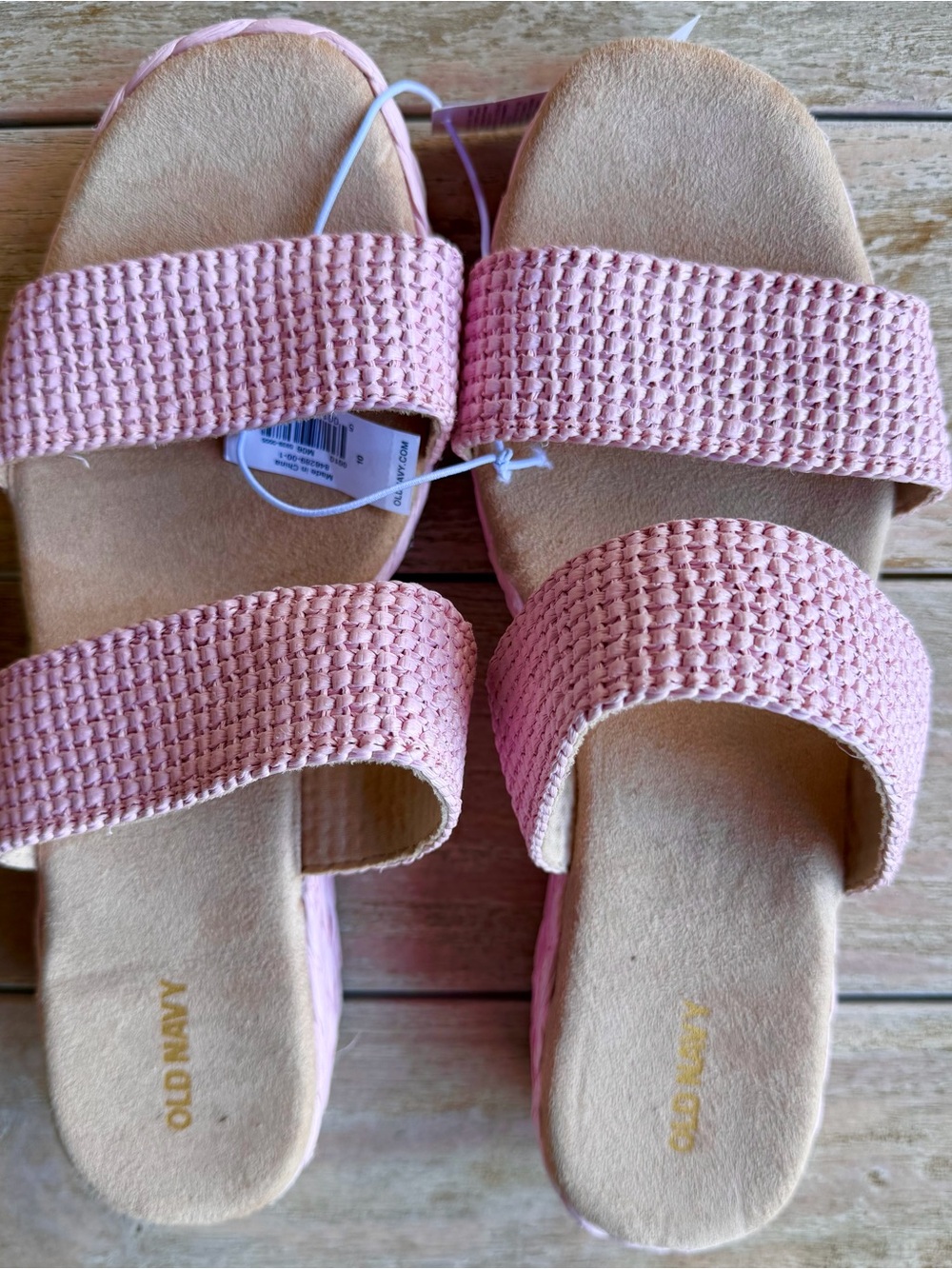 Old Navy Pastel Pink Woven Double-Strap Platform Slide Sandals NWT